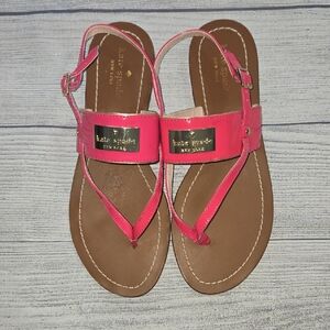 Kate Spade Women's Cassandra Thong Sandals Pink w/ Gold Hardware Size 9